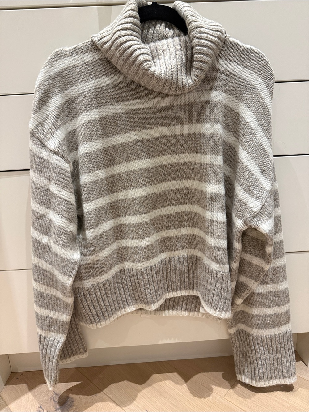 ZSupply Striped Turtleneck Sweater - Cream & Gray